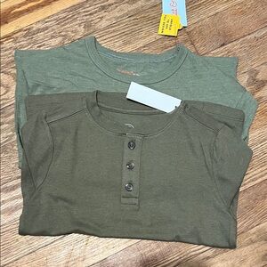 Cat & Jack Green and Olive Short Sleeve Tees